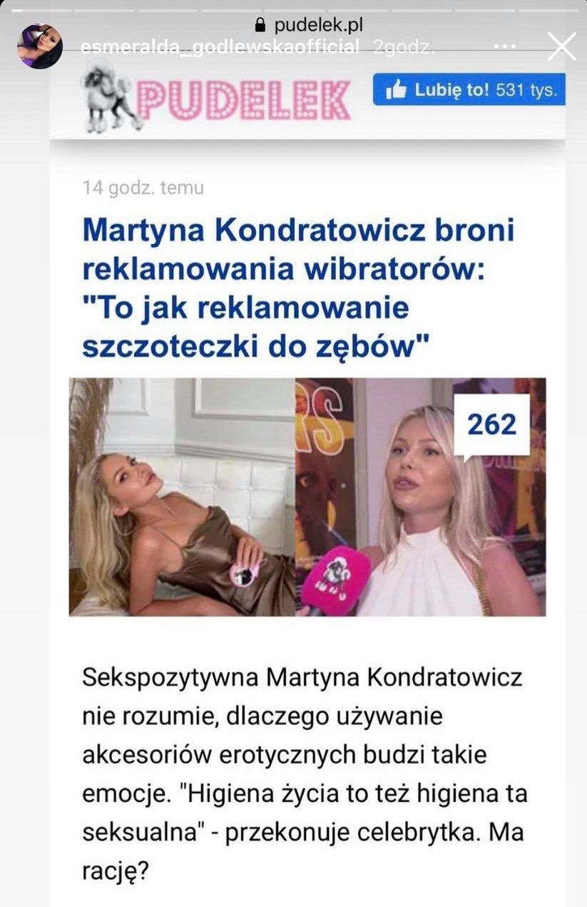 Esmeralda Godlewska obrusza się na Martynę Kondratowicz