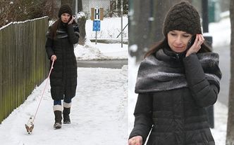 Samotna Kaczyńska na spacerze z psem (ZDJĘCIA)