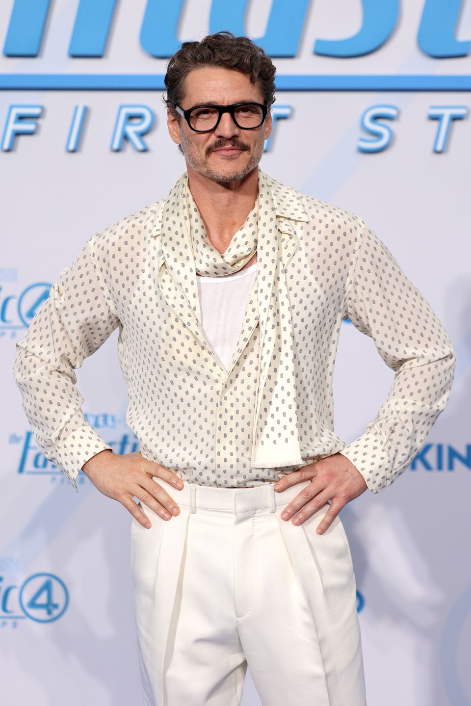 BERLIN, GERMANY - JULY 08: Pedro Pascal attends the "The Fantastic Four: First Steps" blue carpet fan event at Das Center on July 08, 2025 in Berlin, Germany. (Photo by Gerald Matzka/Getty Images)