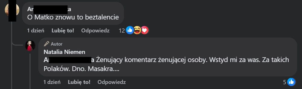 Komentarz Natalii Niemen na Facebooku