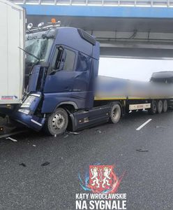 Wrocław. Karambol z udziałem czterech ciężarówek