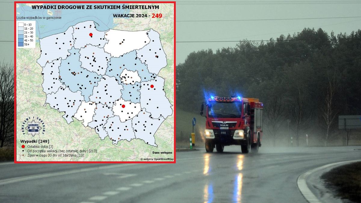 Policja pokazała mapę polskich dróg w wakacje. Te statystyki są przerażające