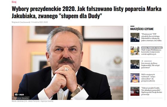 „Gazeta Wyborcza” nie musi przepraszać Marka Jakubiaka za tekst Wojciecha Czuchnowskiego o fałszowaniu list poparcia