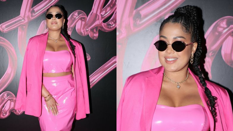 Odziana w lateks Patricia Kazadi na Pudelek Pink Party