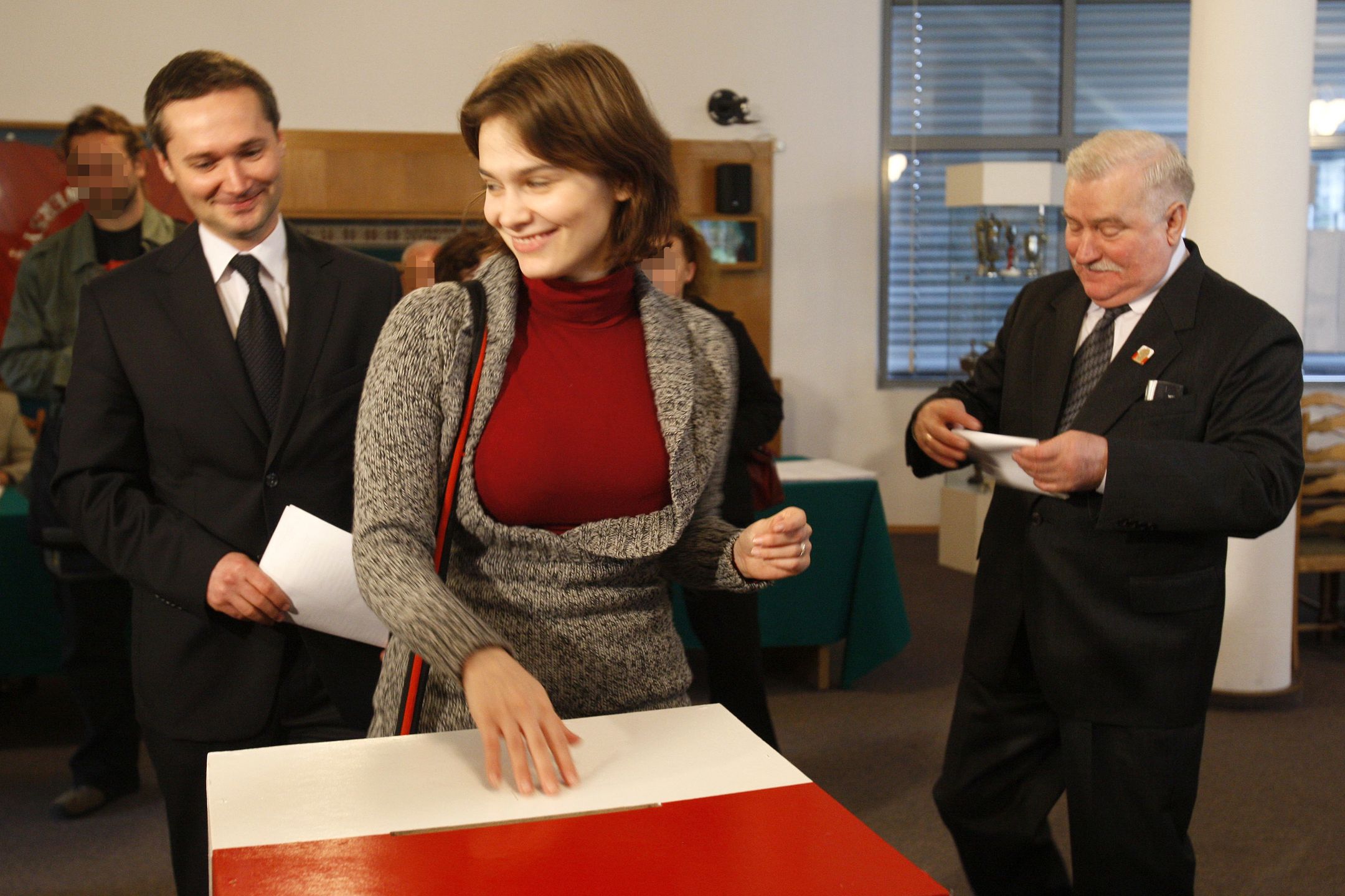 Lech Wałęsa z córką Brygidą i synem Jarosławem