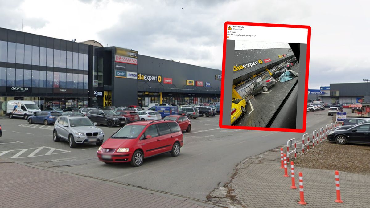 Tak zaparkował przez Media Expert.