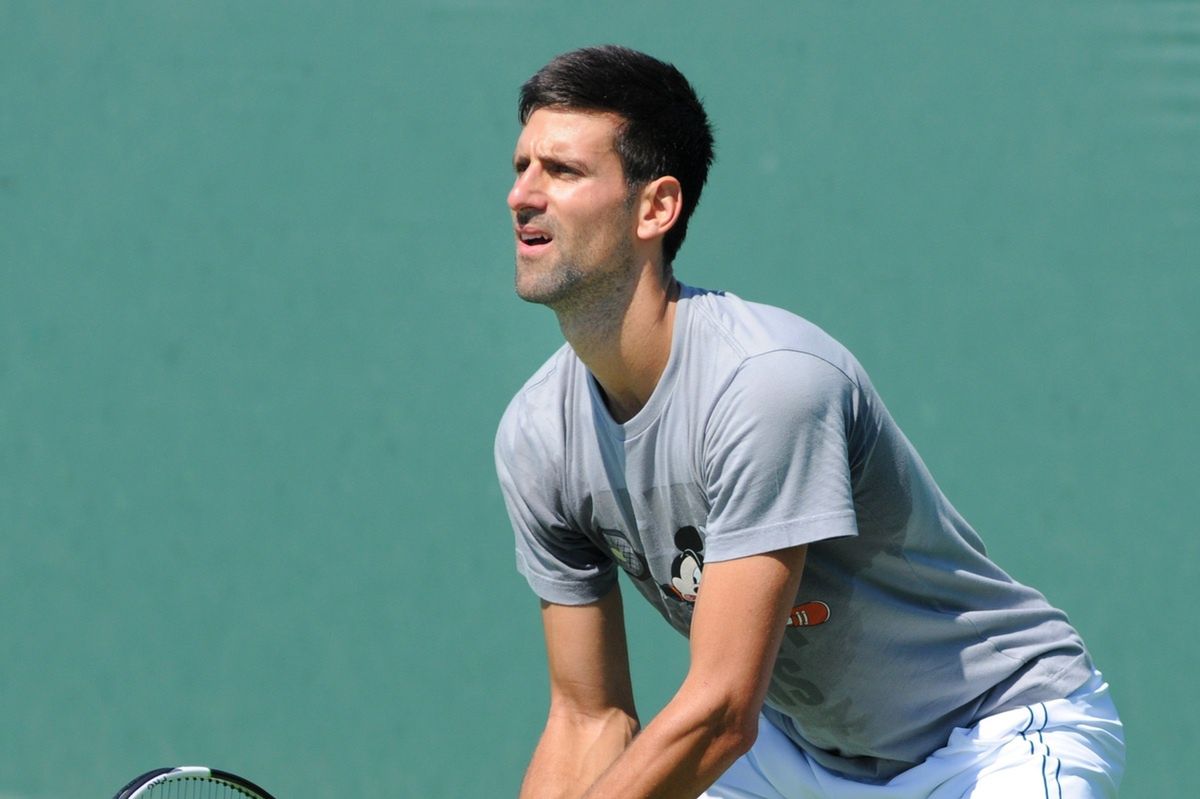 Novak Djokovic during training on the court