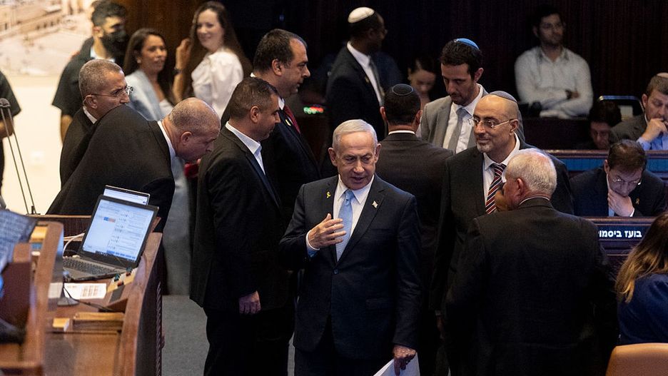 Argentinian President Javier Milei Visits Israeli Knesset
JERUSALEM - JUNE 11: Israeli Prime Minister, Benjamin Netanyahu, attends a special Knesset session with the Argentinian President Javier Milei as he is attending the Israeli parliament  on June 11, 2025 in Jerusalem.  (Photo by Amir Levy/Getty Images)
Amir Levy
