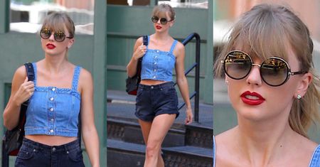Zrelaksowana Taylor Swift i jej "ciążowy brzuszek"