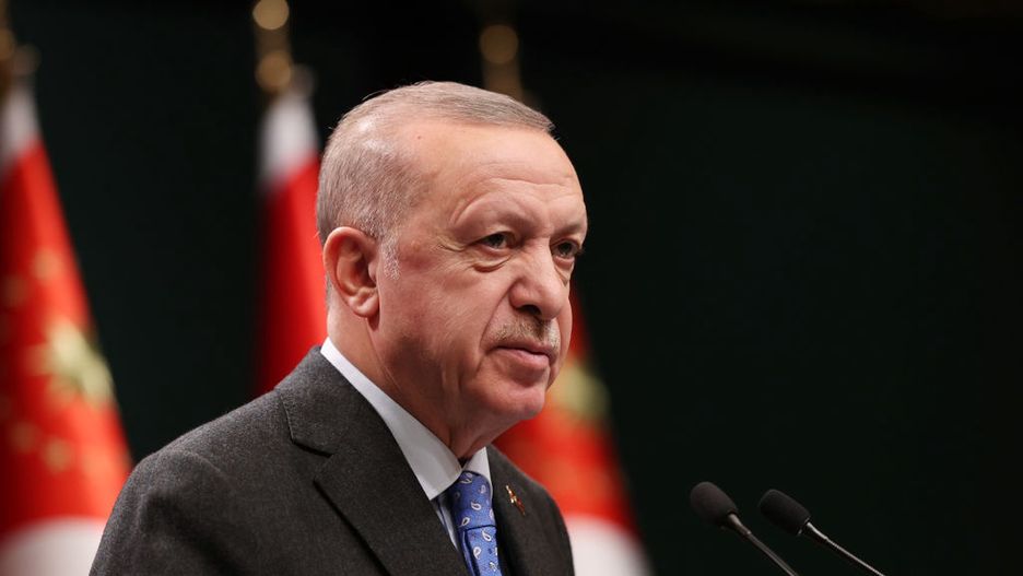 President Erdogan Statement After Cabinet Meeting
ANKARA, TURKEY- FEBRUAY 28:  In this handout from the Turkish Presidential Press Office - President of Turkey, Recep Tayyip Erdogan made a statement after the cabinet meeting with the agenda of Russia and Ukraine on February 28, 2022 in Ankara, Turkey. (Photo by Presidential Press Office via dia images via Getty Images)
Handout