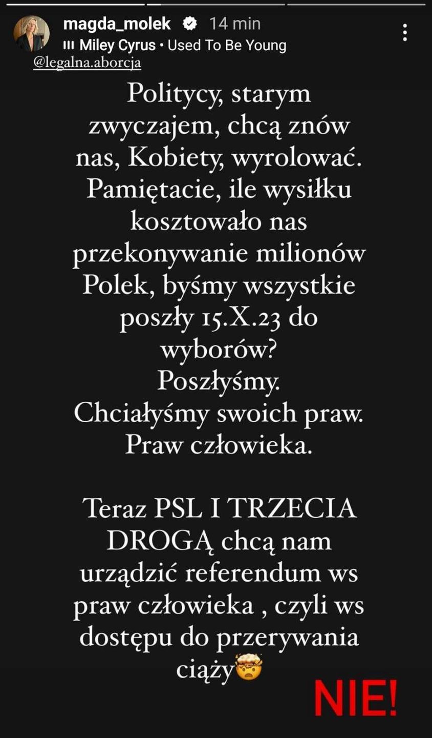 Magda Mołek utyskuje na referendum aborcyjne