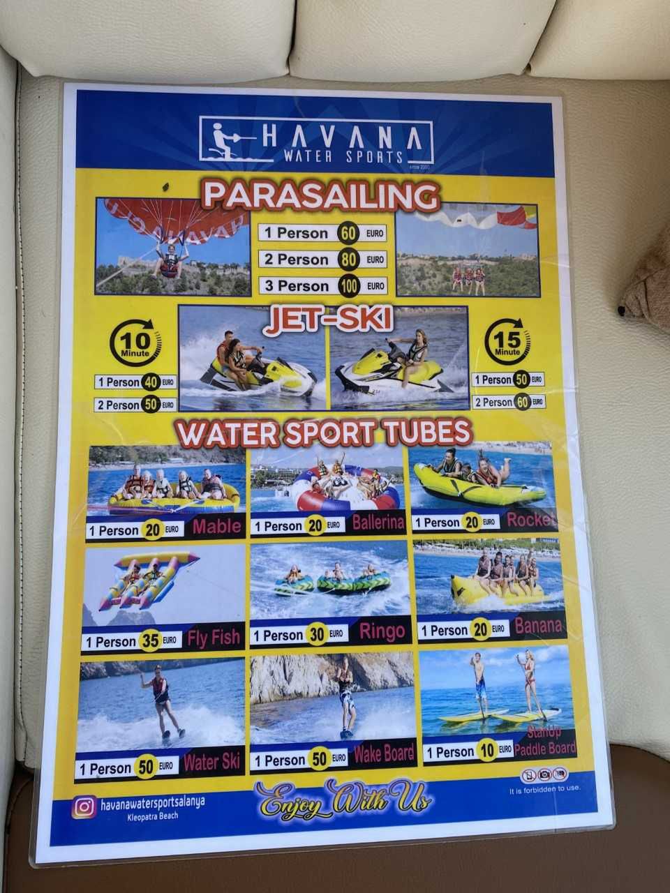 Cennik sportów wodnych