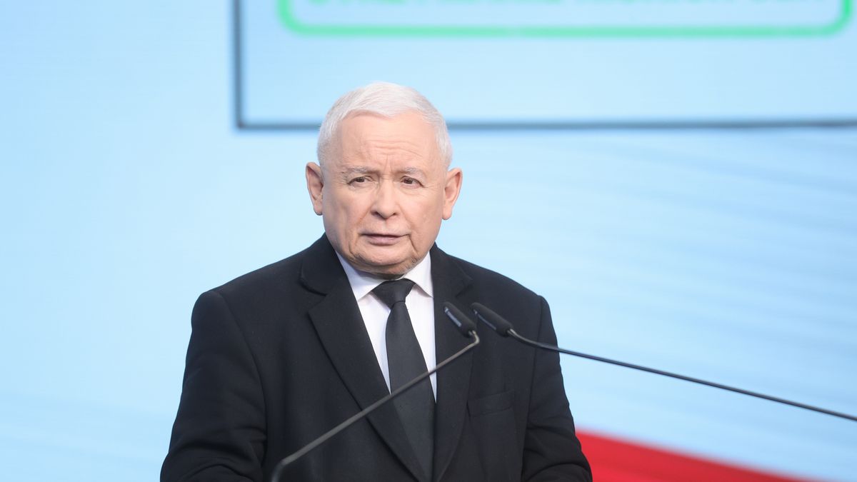 Warszawa, 13.05.2024. Prezes PiS Jarosław Kaczyński podczas konferencji prasowej w siedzibie partii na ulicy Nowogrodzkiej w Warszawie, 13 bm. (ad) PAP/Rafał Guz