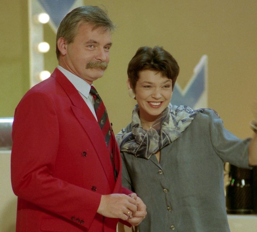 Wojciech Pijanowski i Magda Masny na planie "Koła fortuny" 