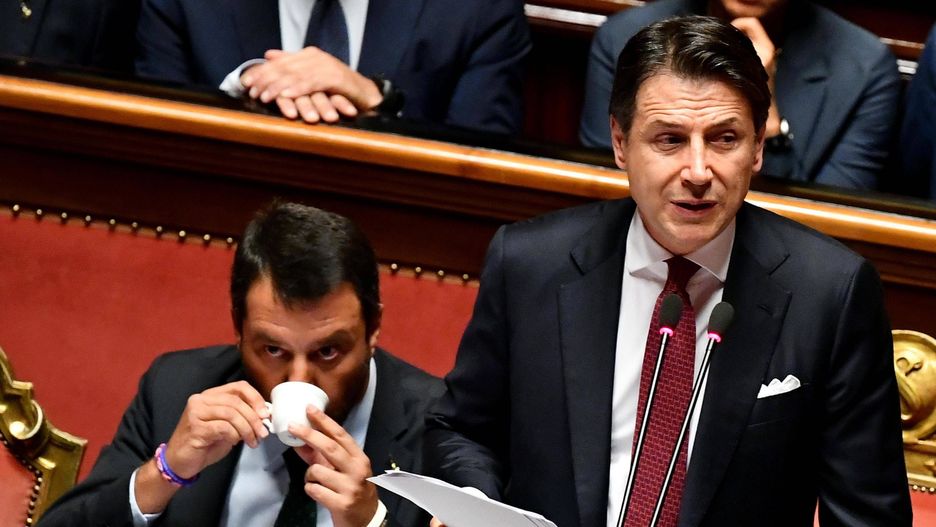 Od lewej: Matteo Salvini (wicepremier) oraz Giuseppe Conte (premier)