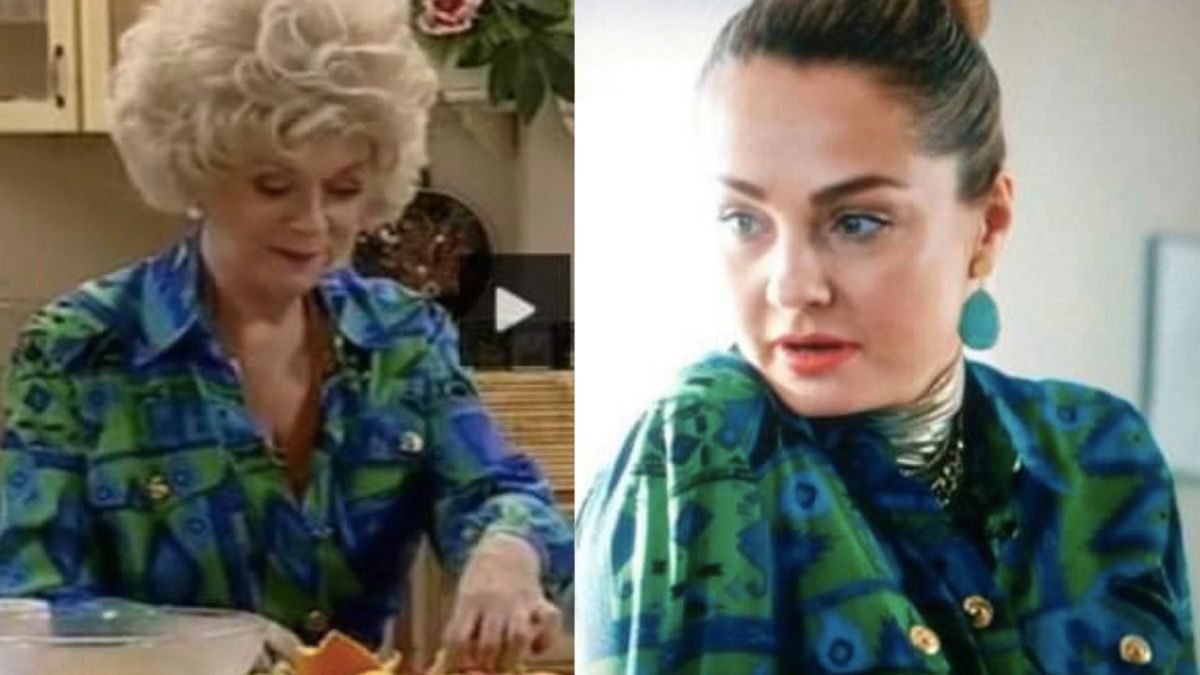 Małgorzata Socha w tym samym ubraniu co gwiazda Niani