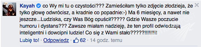 Kayah odpowiada na krytykę za zdjęcie psa liżącego patelnię