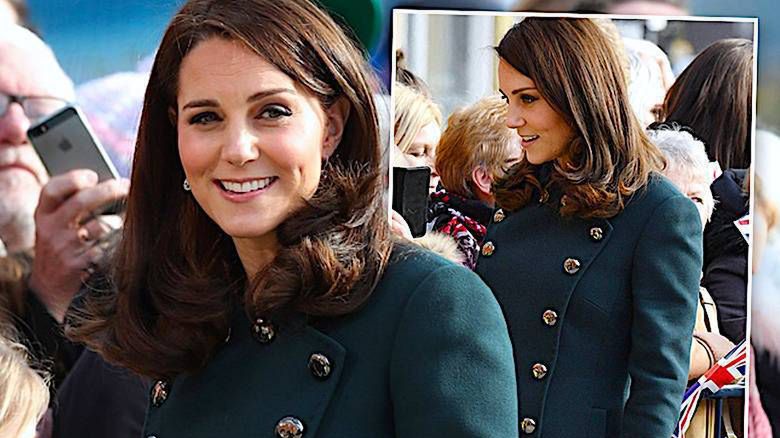 Księżna Kate w ciąży w zielonym płaszczu Dolce&Gabbana