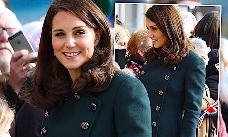 Ciężarna księżna Kate podkreśliła swój duży brzuch drogą stylizacją! Pod tym płaszczem nic się nie ukryło!