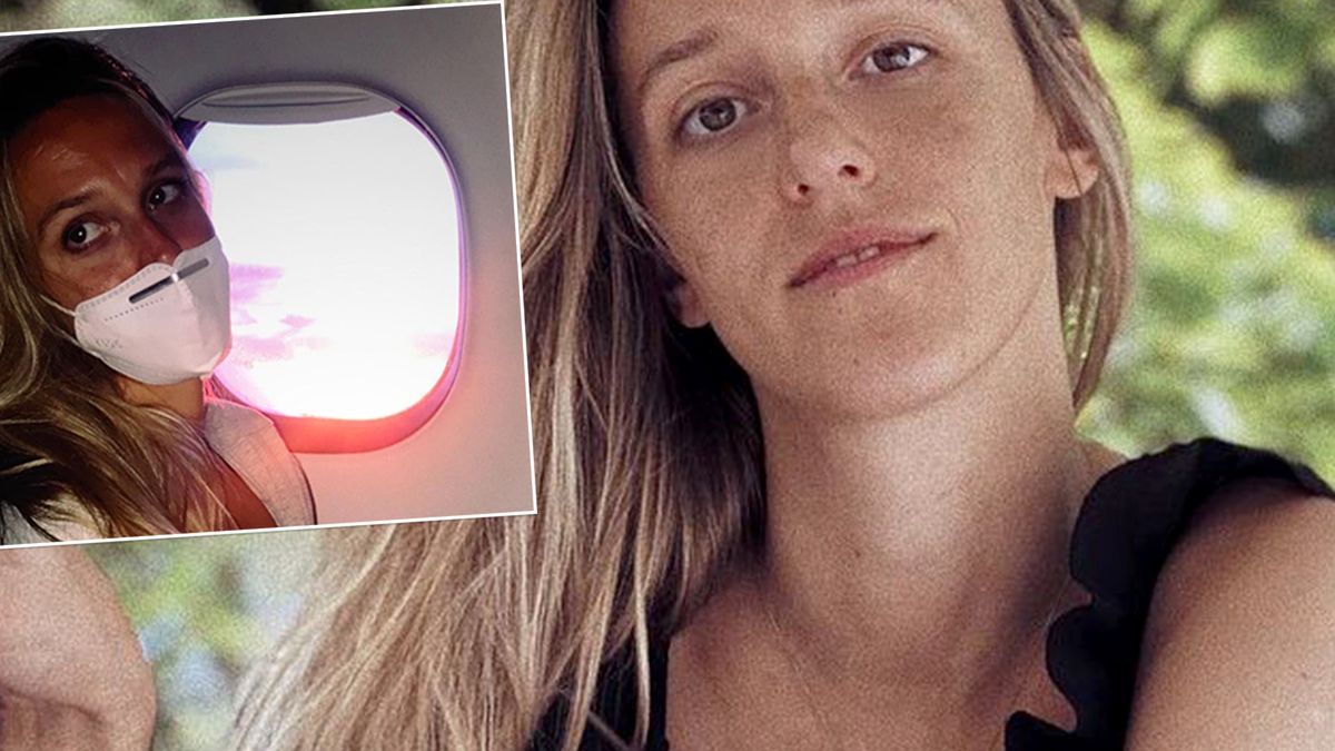 Ola Żebrowska w samolocie