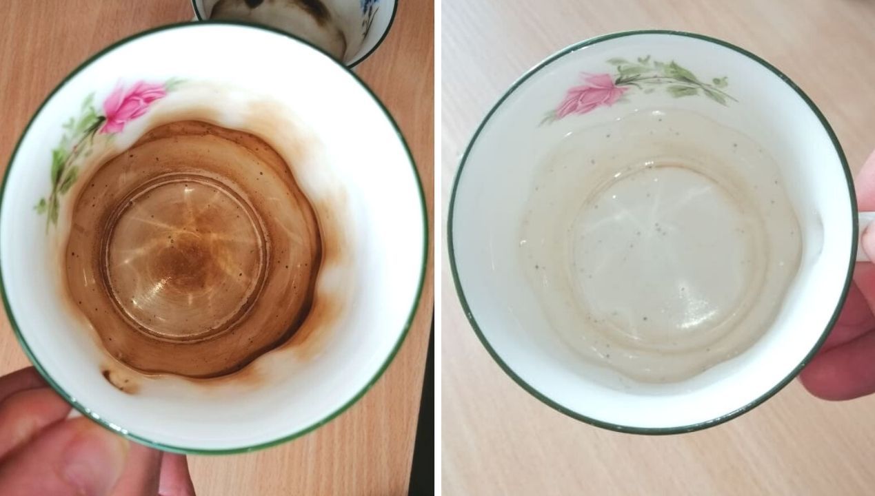 Koleżanka pokazała mi mały trik, jak wyczyścić porcelanę po herbacie