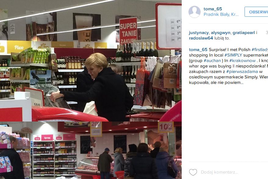 Agata Duda na zakupach w supermarkecie