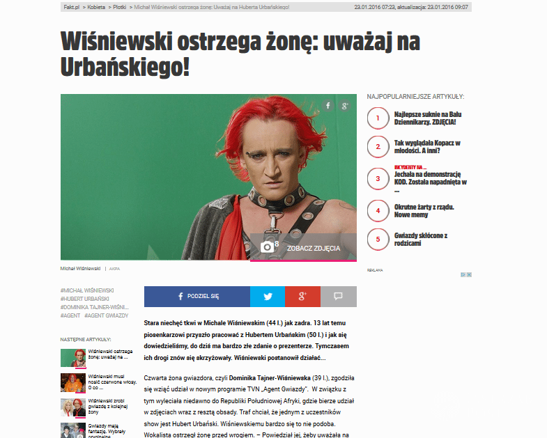 Michał Wiśniewski o artykule w Fakcie
