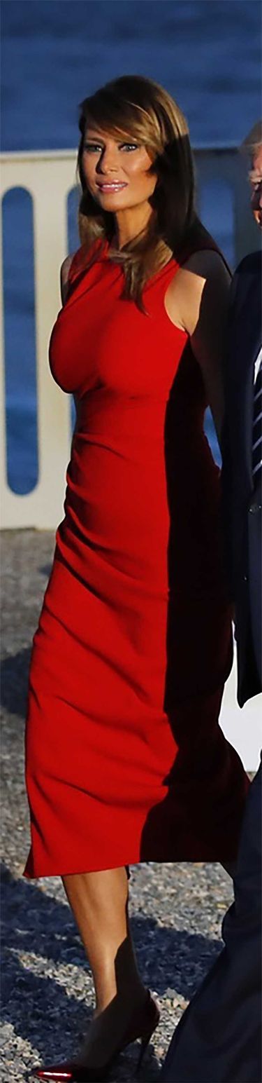 Melania Trump w czerwonej sukience - szczyt G7
