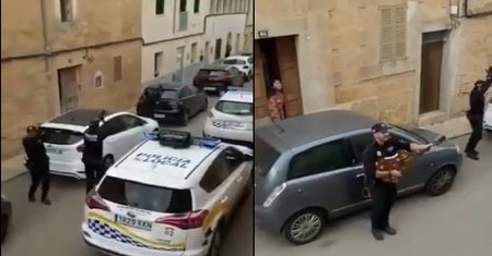 Hiszpańska policja dostarcza ludziom rozrywki w czasie kwarantanny