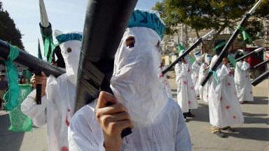 Członkowie Hamasu podczas demonstracji