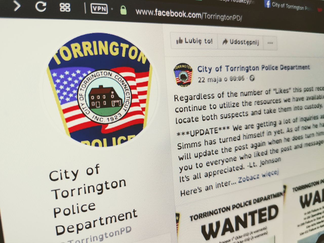 Poszukiwany podda się policji za 15 tys. lajków na Facebooku