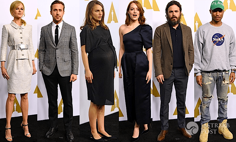 Gwiazdy nominowane do Oscarów 2017 spotkały się na uroczystym lunchu. Mel Gibson, Emma Stone, Ryan Gosling, Natalie Portman i inni [GALERIA]