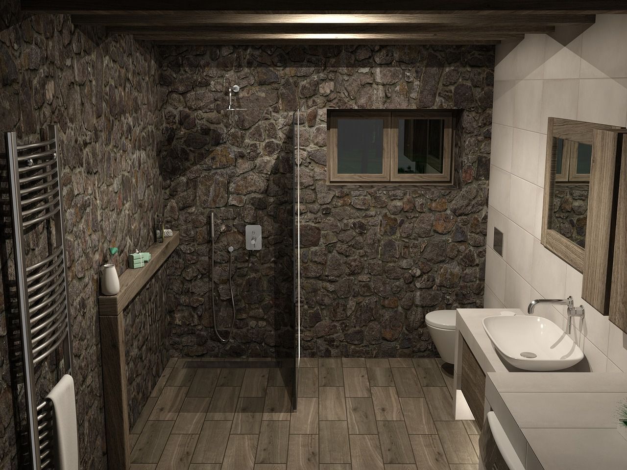 Nowoczesna łazienka z kabiną walk-in 