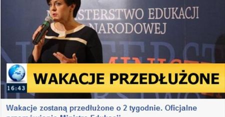 Wakacje przedłużone o dwa tygodnie? Niestety...