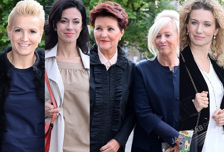 Gwiazdy w drodze na premierę spektaklu "Truciciel": Jolanta Kwaśniewska, Marta Kuligowska, Joanna Trzepiecińska