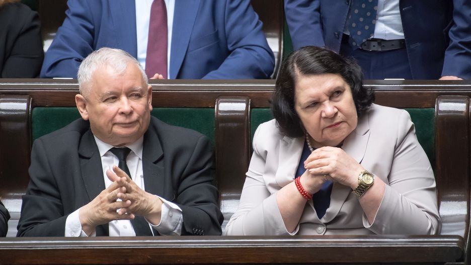 Prezes PiS Jarosław Kaczyński i posłanka jego partii Anna Sobecka