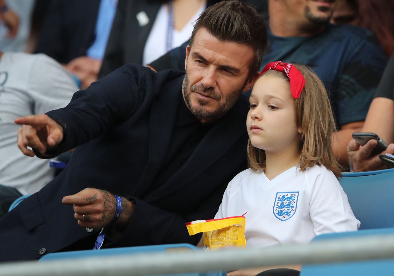 David Beckham zabrał córkę na mecz mistrzostw świata kobiet. Znów pocałował ją w usta
