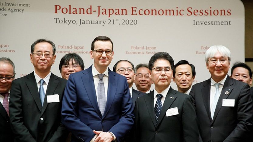 Premier Mateusz Morawiecki podczas wizyty w Japonii.