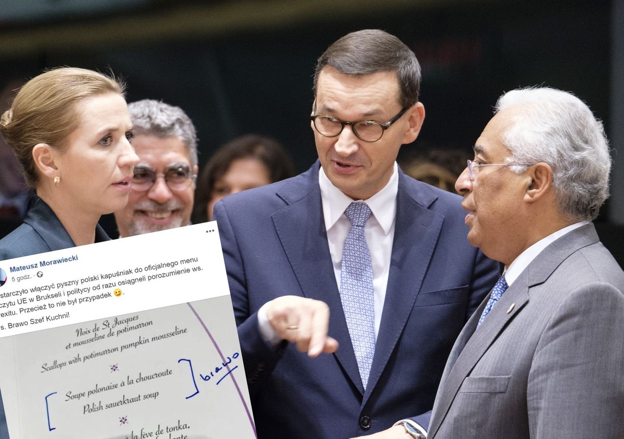 Mateusz Morawiecki żartuje z umowy ws. brexitu. "Dzięki polskiej potrawie w menu"