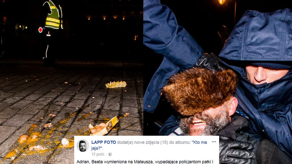 Protestujących zatrzymano za obrzucenie rządowych limuzyn jajkami. 