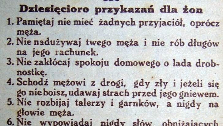 10 przykazań dla żon. "Przewodnik katolicki" z roku 1931