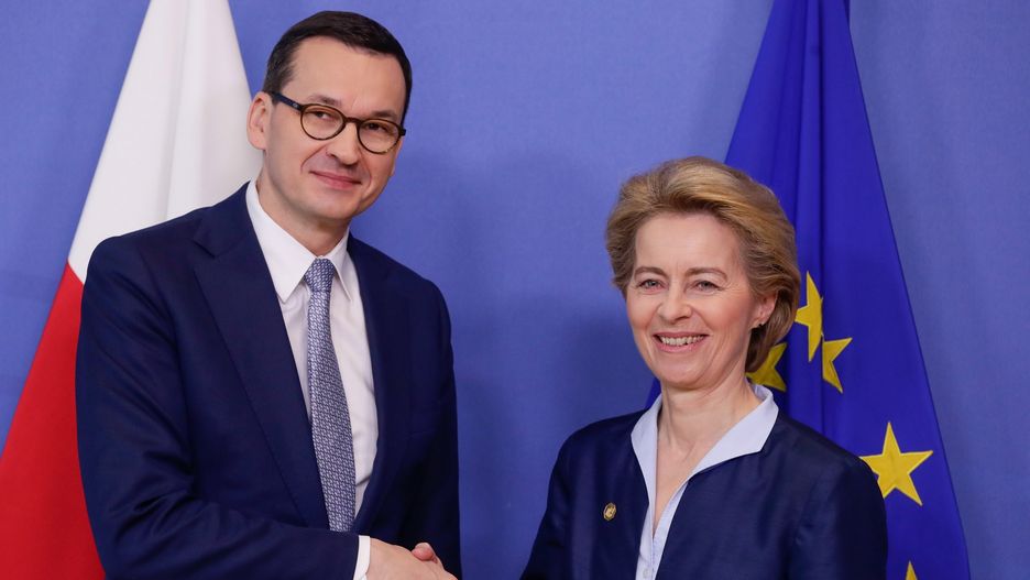 Bruksela. Premier Mateusz Morawiecki wraz z szefową Komisji Europejskiej Ursulą von der Leyen
