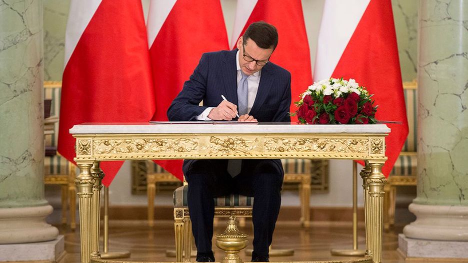 Premier Mateusz Morawiecki w Pałacu Prezydenckim.
