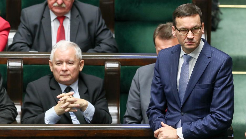 Jarosław Kaczyński i Mateusz Morawiecki w Sejmie