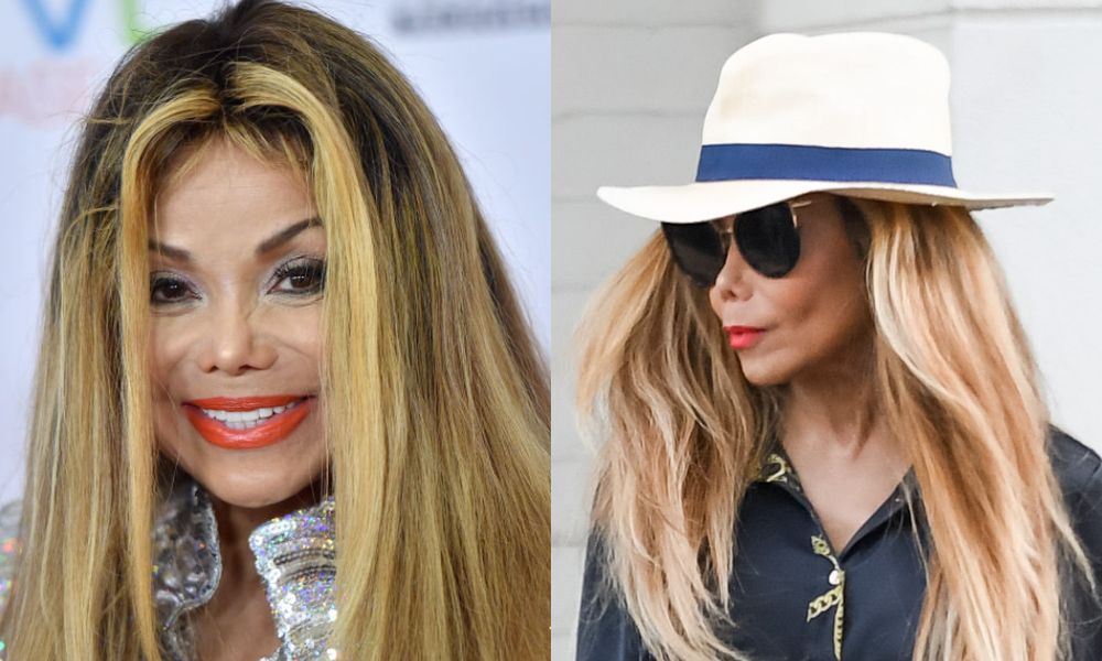 La Toya Jackson w maju (po lewej) i w październiku (po prawej) 