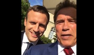 Macron i Terminator ratują Ziemię. Słoneczne selfie jest wymierzone w Trumpa