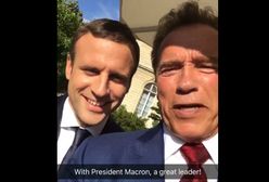 Macron i Terminator ratują Ziemię. Słoneczne selfie jest wymierzone w Trumpa