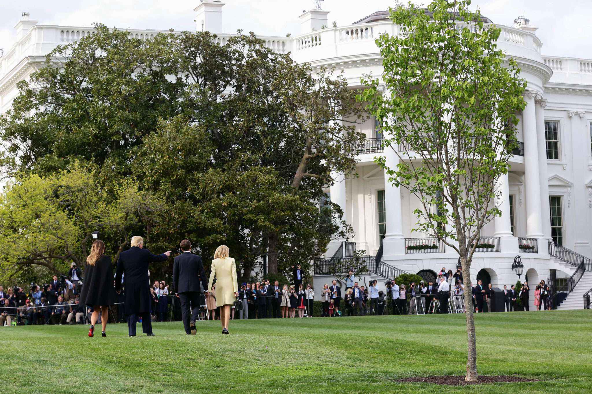 Brigitte Macron i Emmanuel oraz Melania i Donald Trump w Nowym Jorku sadzą drzewa