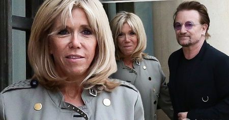 Brigitte Macron spotkała się z Bono z U2! Stylizacja godna fanki rocka