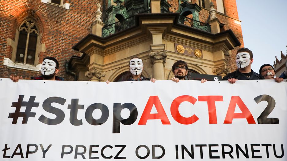 Protest w Krakowie przeciw dyrektywie o prawie autorskim